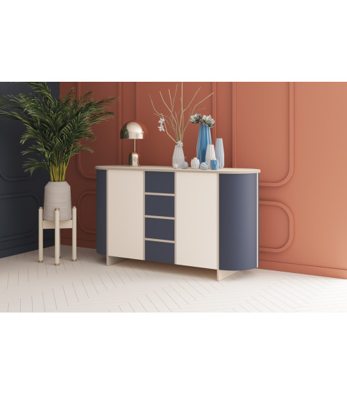 Komoda Meduno - cappuccino/granat/kaszmir mat