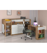 Łóżko piętrowe z biurkiem Smile lewe Craft złoty/Craft biały