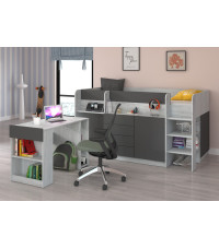 Łóżko piętrowe z biurkiem Smile prawe Craft biały/Grafit