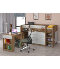 Łóżko piętrowe z biurkiem Smile prawe Craft złoty/Craft biały