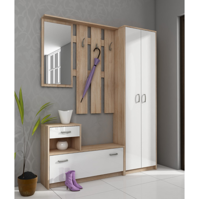 Przedpokój 1 Sonoma jasna/Biały