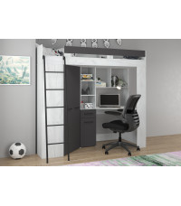 Łóżko piętrowe Floor L z biurkiem i szafą Craft biały/Grafit