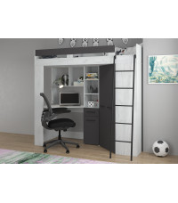 Łóżko piętrowe Floor P z biurkiem i szafą Craft biały/Grafit