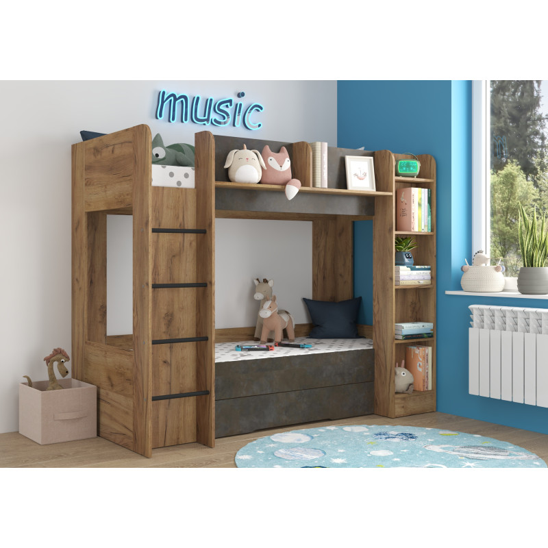 Łóżko piętrowe Everest L z szufladą Craft złoty/Granada brąz