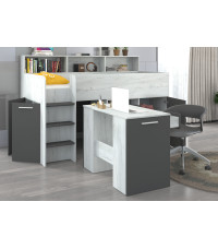 Łóżko z biurkiem Neo L i szufladami Craft biały/Grafit