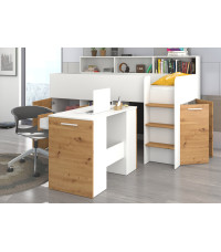 Łóżko z biurkiem Neo P i szufladami Biały/Dąb Artisan