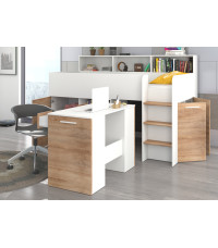 Łóżko z biurkiem Neo P i szufladami Biały/Sonoma jasna