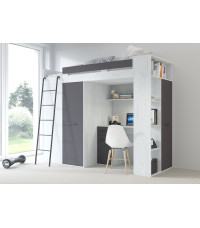 Łóżko piętrowe Verana L z biurkiem i szafą Craft biały/Grafit
