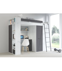 Łóżko piętrowe Verana P z biurkiem i szafą Craft biały/Grafit