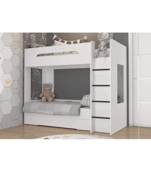 Łóżko piętrowe Blanc P z szufladą Biały