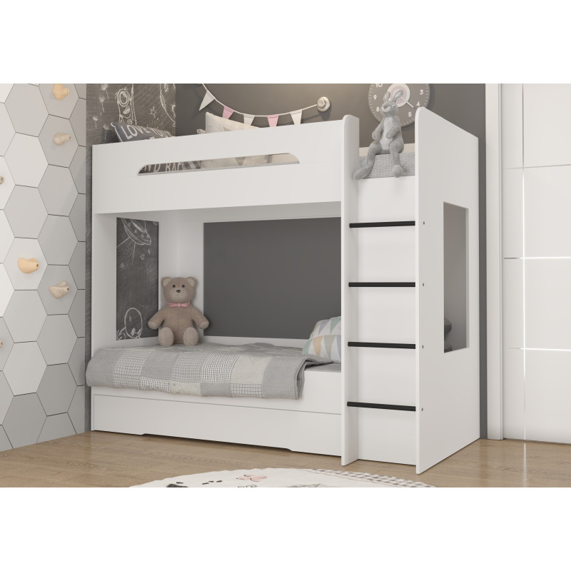 Łóżko piętrowe Blanc P z szufladą Biały
