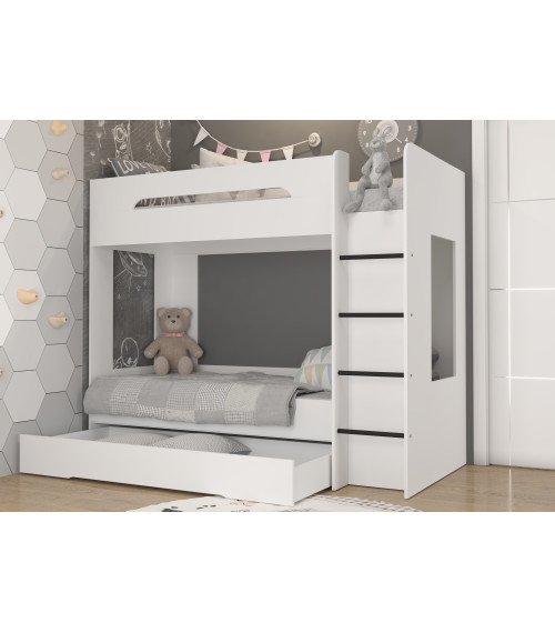 Łóżko piętrowe Blanc P z szufladą Biały