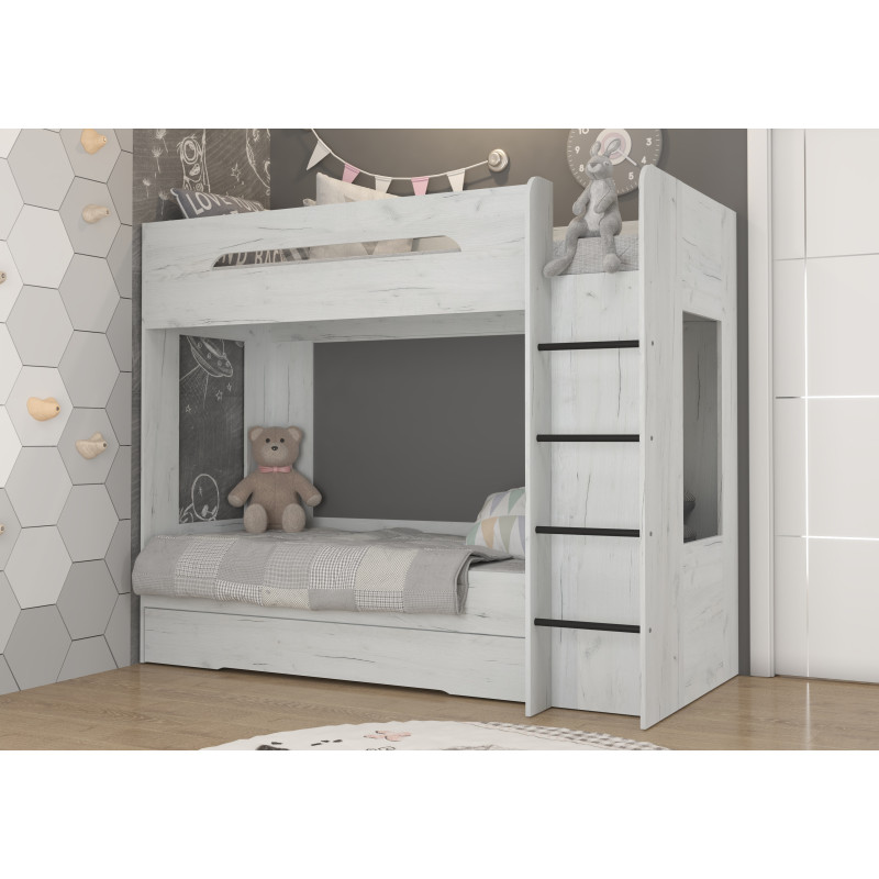 Łóżko piętrowe Blanc P z szufladą Craft biały