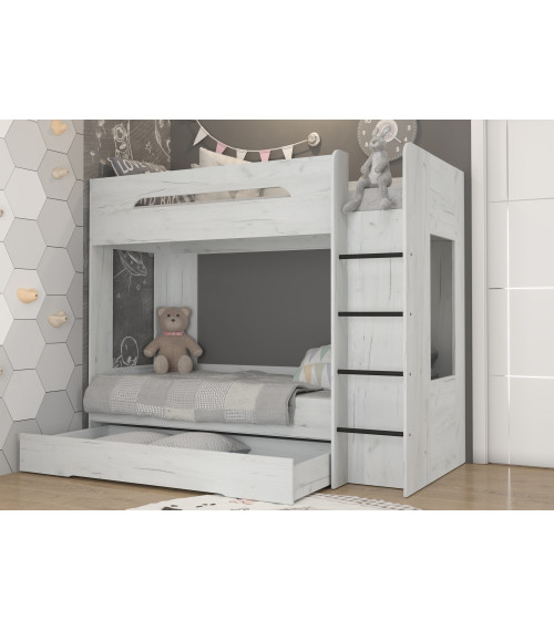 Łóżko piętrowe Blanc P z szufladą Craft biały