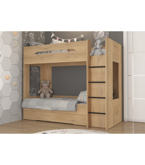 Łóżko piętrowe Blanc P z szufladą Dąb Cremona