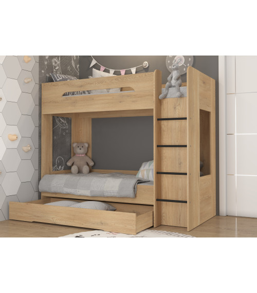 Łóżko piętrowe Blanc P z szufladą Dąb Cremona