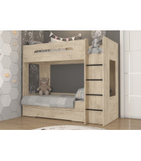 Łóżko piętrowe Blanc P z szufladą Dąb Endgrain