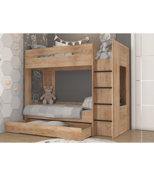 Łóżko piętrowe Blanc P z szufladą Sonoma jasna