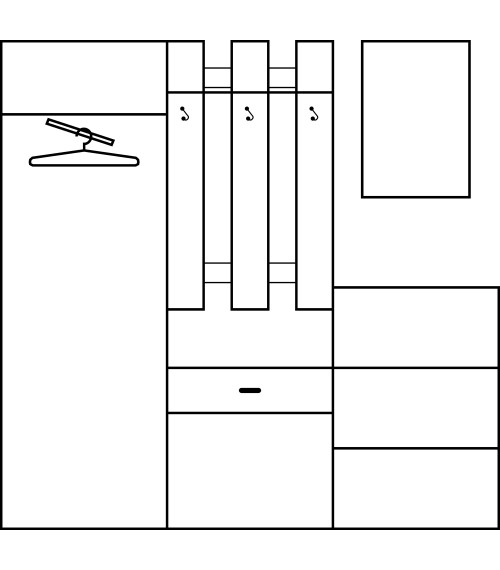 Przedpokój 3 Craft biały/Craft złoty