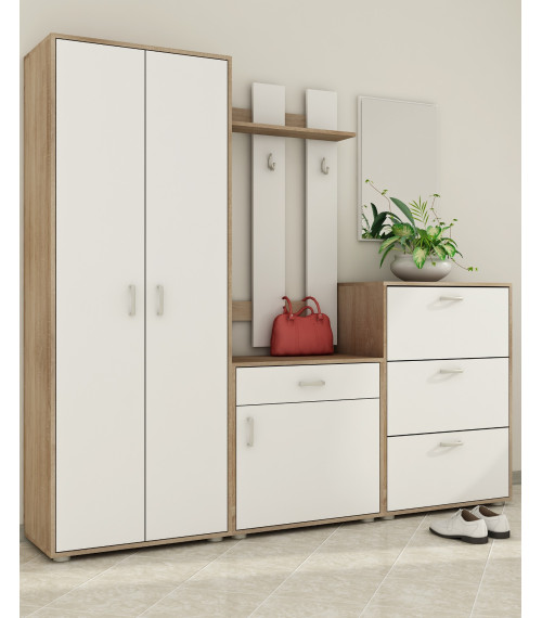 Przedpokój 3 Sonoma jasna/Biały