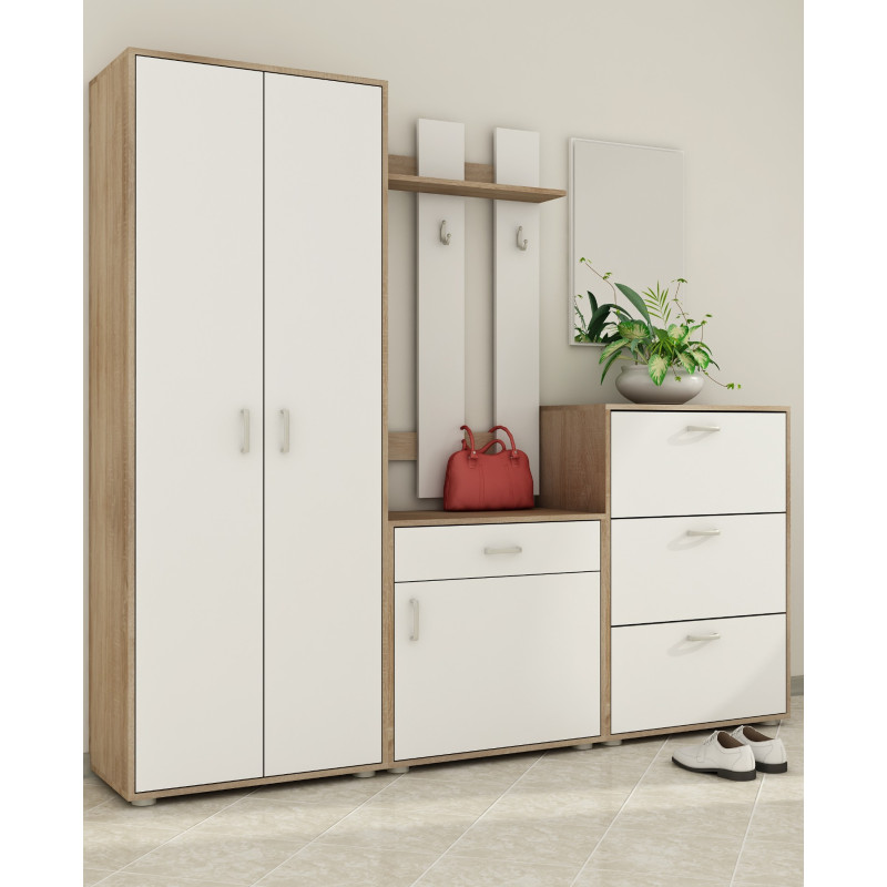 Przedpokój 3 Sonoma jasna/Biały