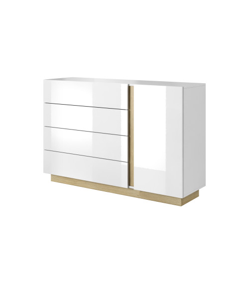 Komoda Arco 138 d4s Biały / Biały połysk / Grandson