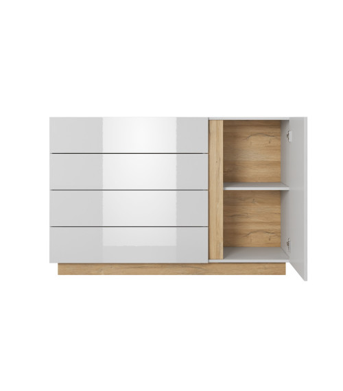 Komoda Arco 138 d4s Biały / Biały połysk / Grandson