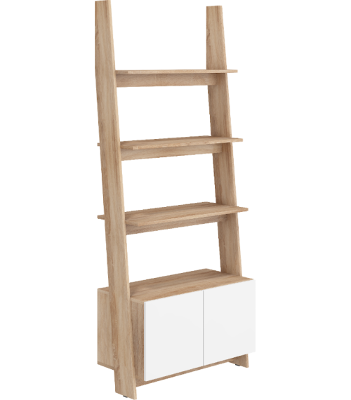 Regał 80-1D Rack - RAC-07 -Sonoma jasna/Biały połysk
