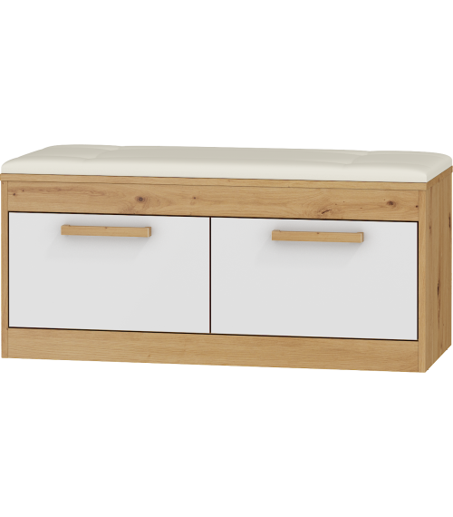 Szafka na buty 2D Maximus - MXS-38 - Dąb Artisan/Biały połysk/Eco beż