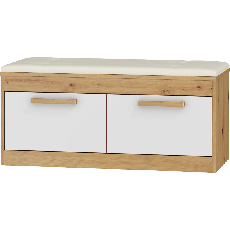 Szafka na buty 2D Maximus - MXS-38 - Dąb Artisan/Biały połysk/Eco beż