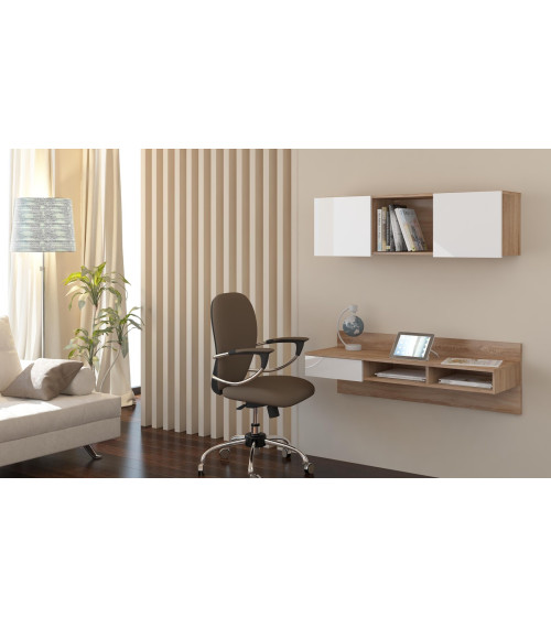 Biurko Uno Sonoma jasna/Biały połysk