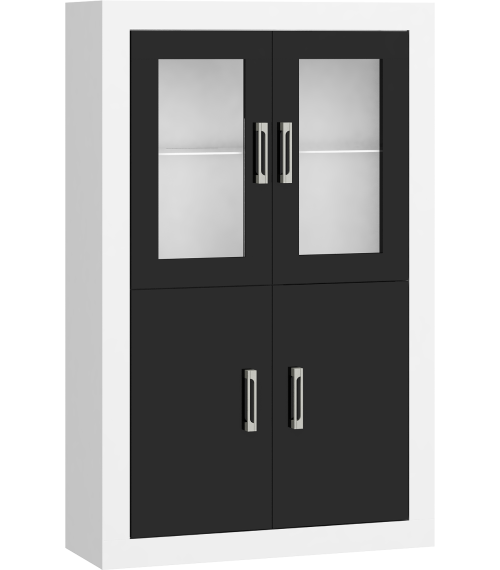 Regał 2DW Verin - VRN-19 - Biały/Czarny połysk