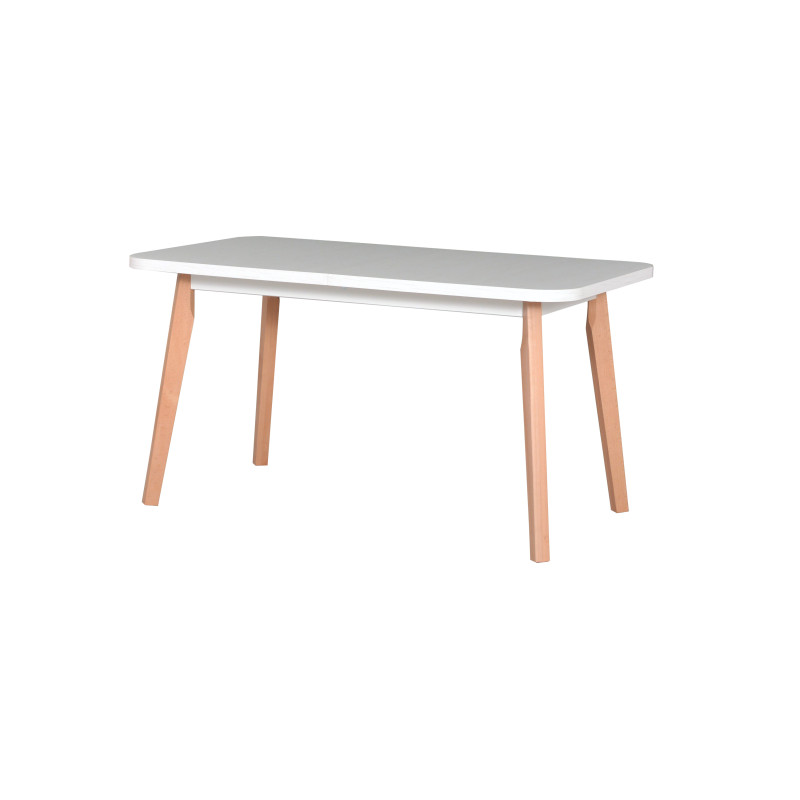 Stół Oslo 6 Biały / blat Buk naturalny