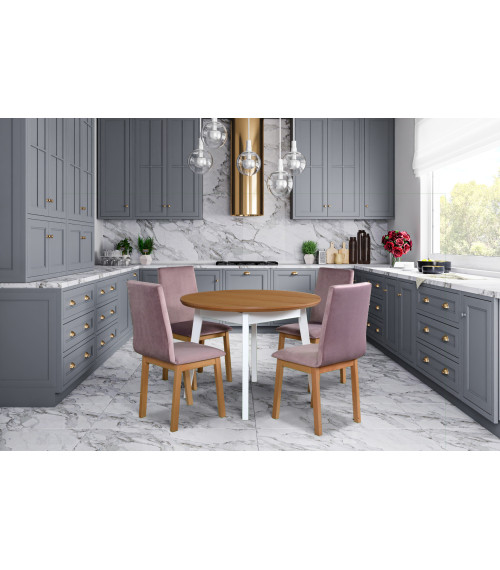 Stół Oslo 4 Biały / blat Dąb naturalny