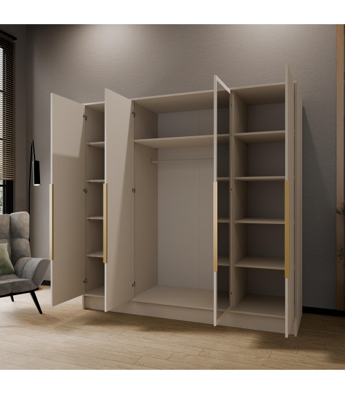 Szafa z lustrem Lusso 200 - Kaszmir/uchwyt złoty