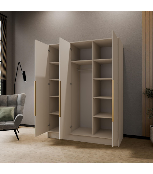 Szafa z lustrem Lusso 150 - Kaszmir/uchwyt złoty