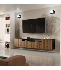 Szafka RTV Mio wisząca - Czarny/Dąb Catania