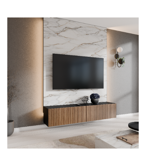 Szafka RTV Mio 2x100 zamknięta - Czarny/Dąb Catania