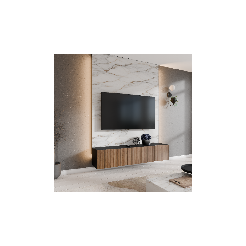 Szafka RTV Mio 2x100 zamknięta - Czarny/Dąb Catania