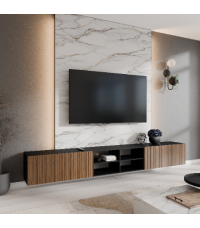 Szafka RTV Mio 3x100 otwarta - Czarny/Dąb Catania