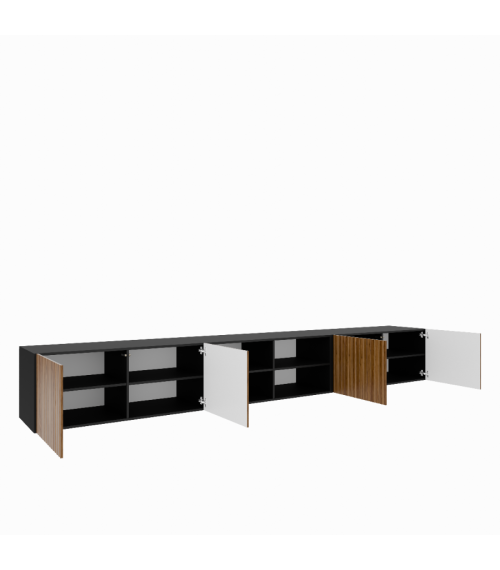 Szafka RTV Mio 3x100 otwarta - Czarny/Dąb Catania