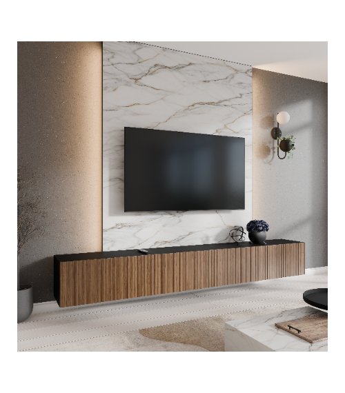 Szafka RTV Mio 3x100 zamknięta - Czarny/Dąb Catania