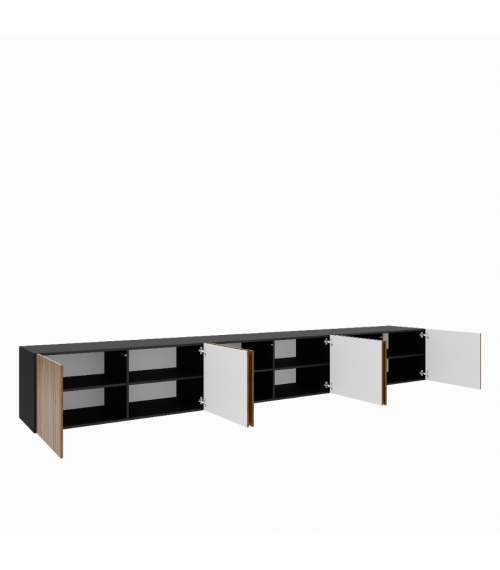 Szafka RTV Mio 3x100 zamknięta - Czarny/Dąb Catania