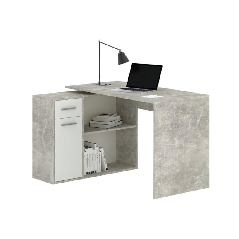 Biurko z szafkami Lena - beton jasny / biały