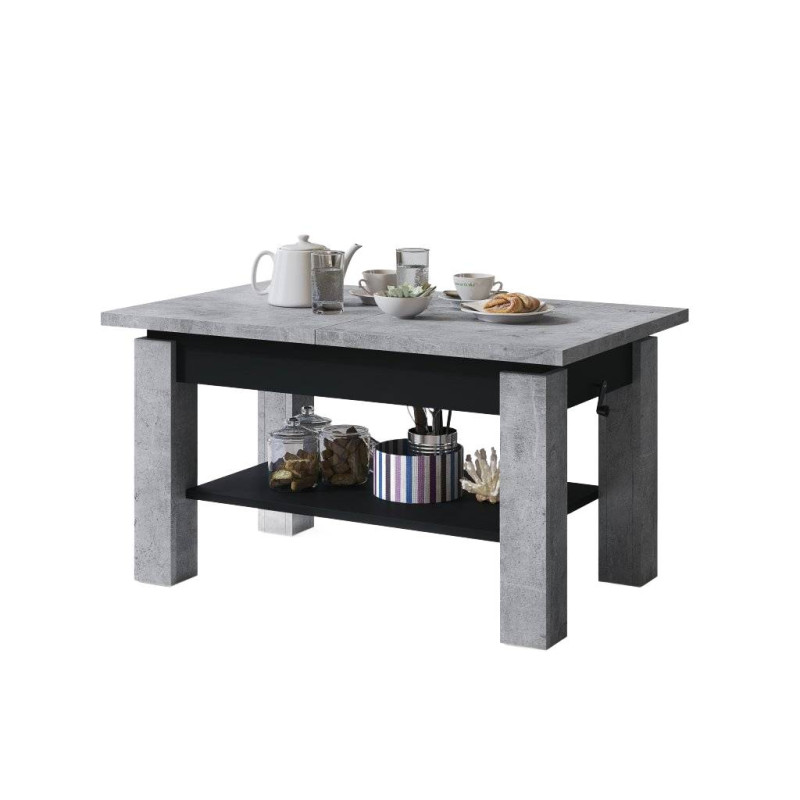 Ławostół rozkładany z półką Astoria - beton millenium / czarny