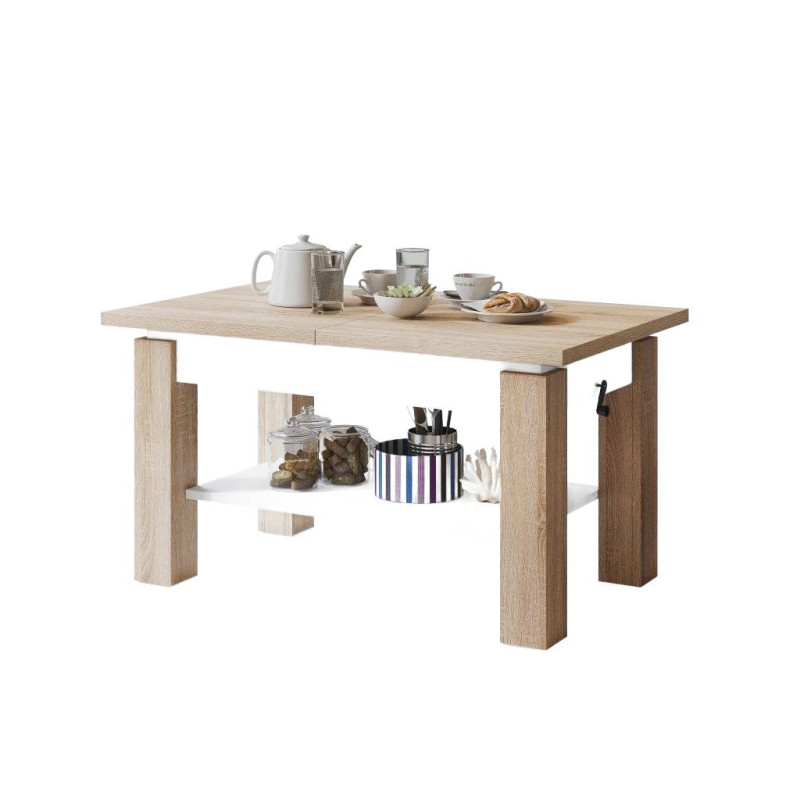 Ławostół rozkładany z półką Astoria - dąb sonoma / biały