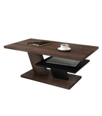 Ława z półką Cliff Mat - dąb brązowy / czarny