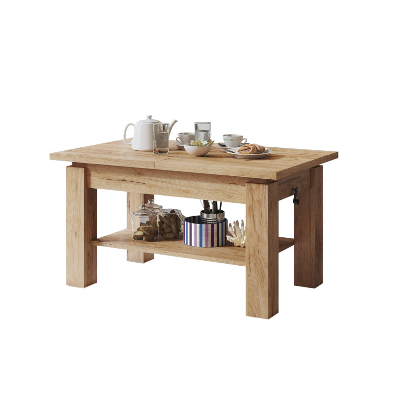 Ławostół rozkładany z półką Astoria - dąb craft złoty