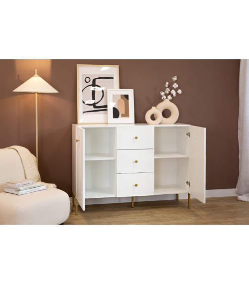 Oxo - komoda 2D3S biały/złoty