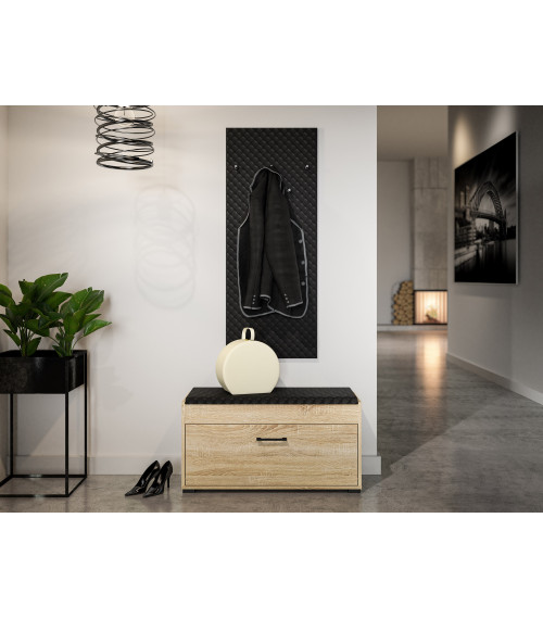 Caro 19 Czarny - wieszak tapicerowany